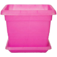 Горщик Еталон, рожевий з піддоном, квадратний, 155*155 мм Горщик Еталон, рожевий з піддоном, квадратний, 155*155 мм