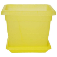 Горщик Еталон, жовтий з піддоном, квадратний, 155*155 мм